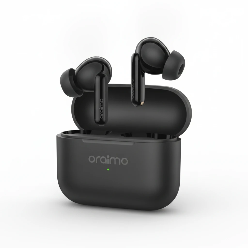 oraimo-true-wireless-earbuds-with-compact-charging-case Oraimo SpaceBuds Lite Sound360 Anti-Lost True Wireless Earbuds - Image 1